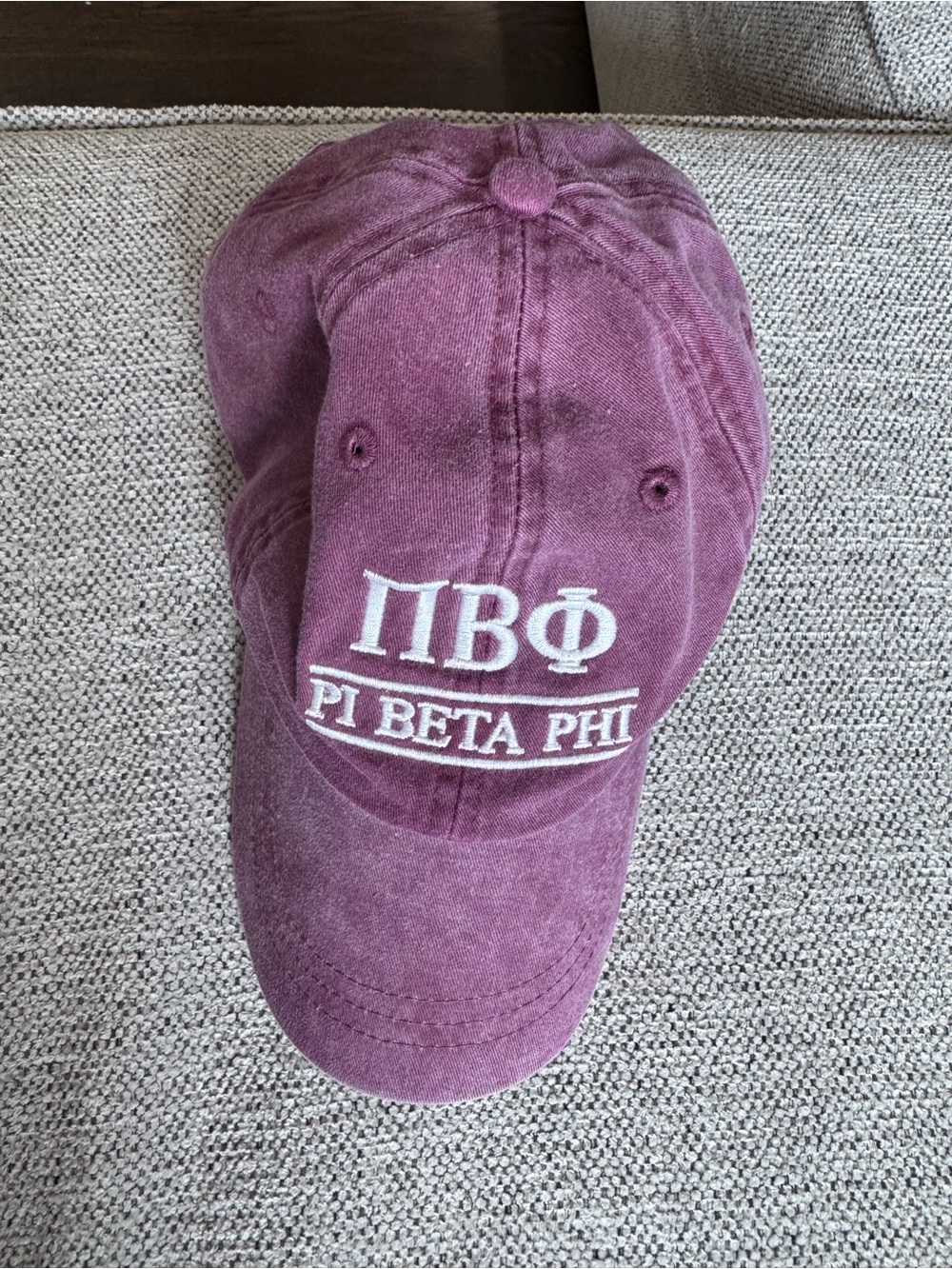 Pi Beta Phi Embroidered Distressed Cap in Wine